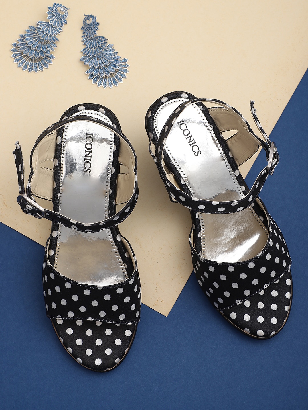 

ICONICS Black & White Printed Wedge Heels