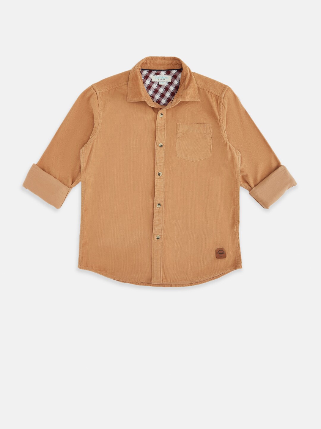 

Pantaloons Junior Boys Beige Solid Cotton Casual Shirt