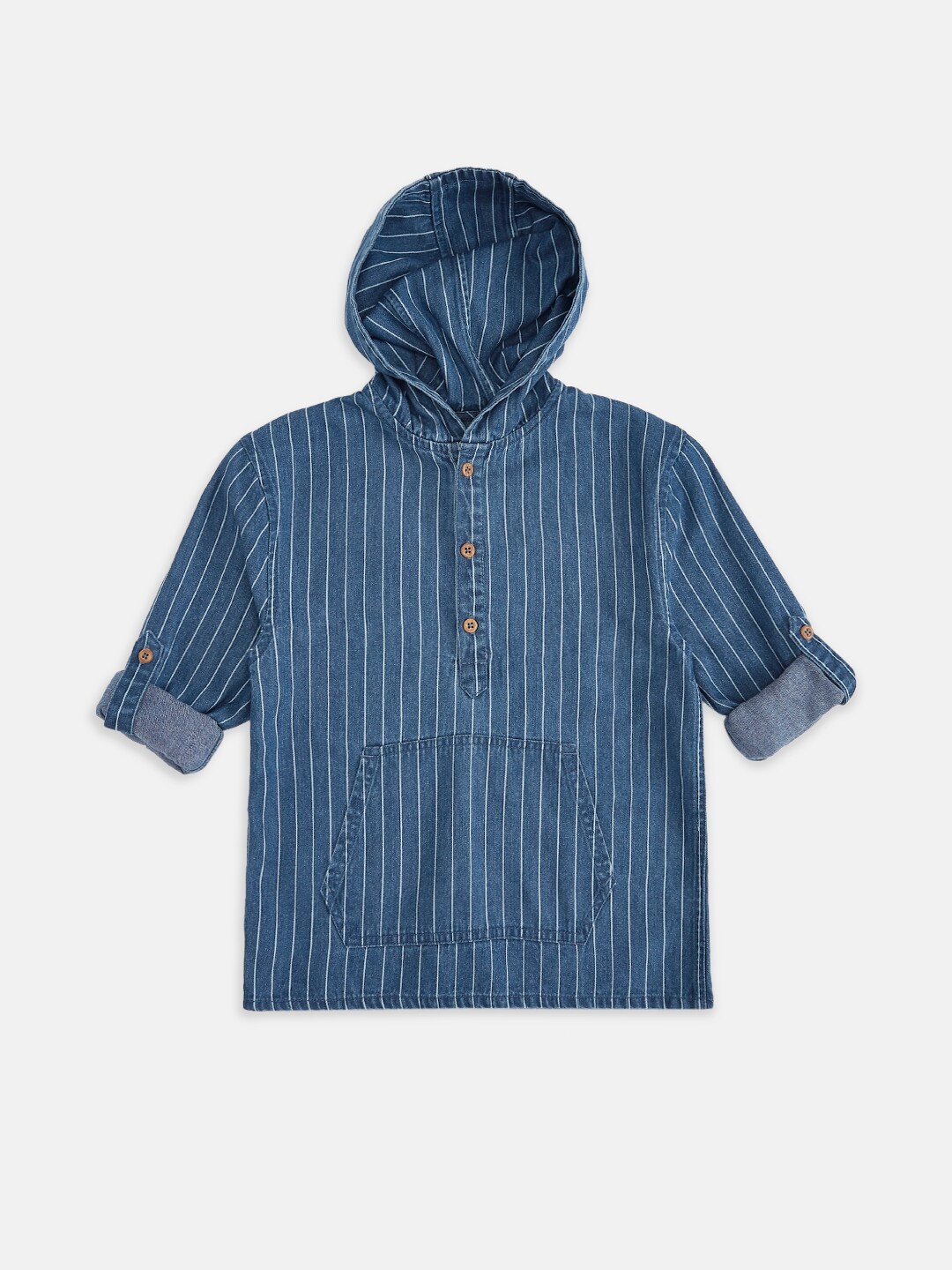

Pantaloons Junior Boys Blue Striped Casual Shirt