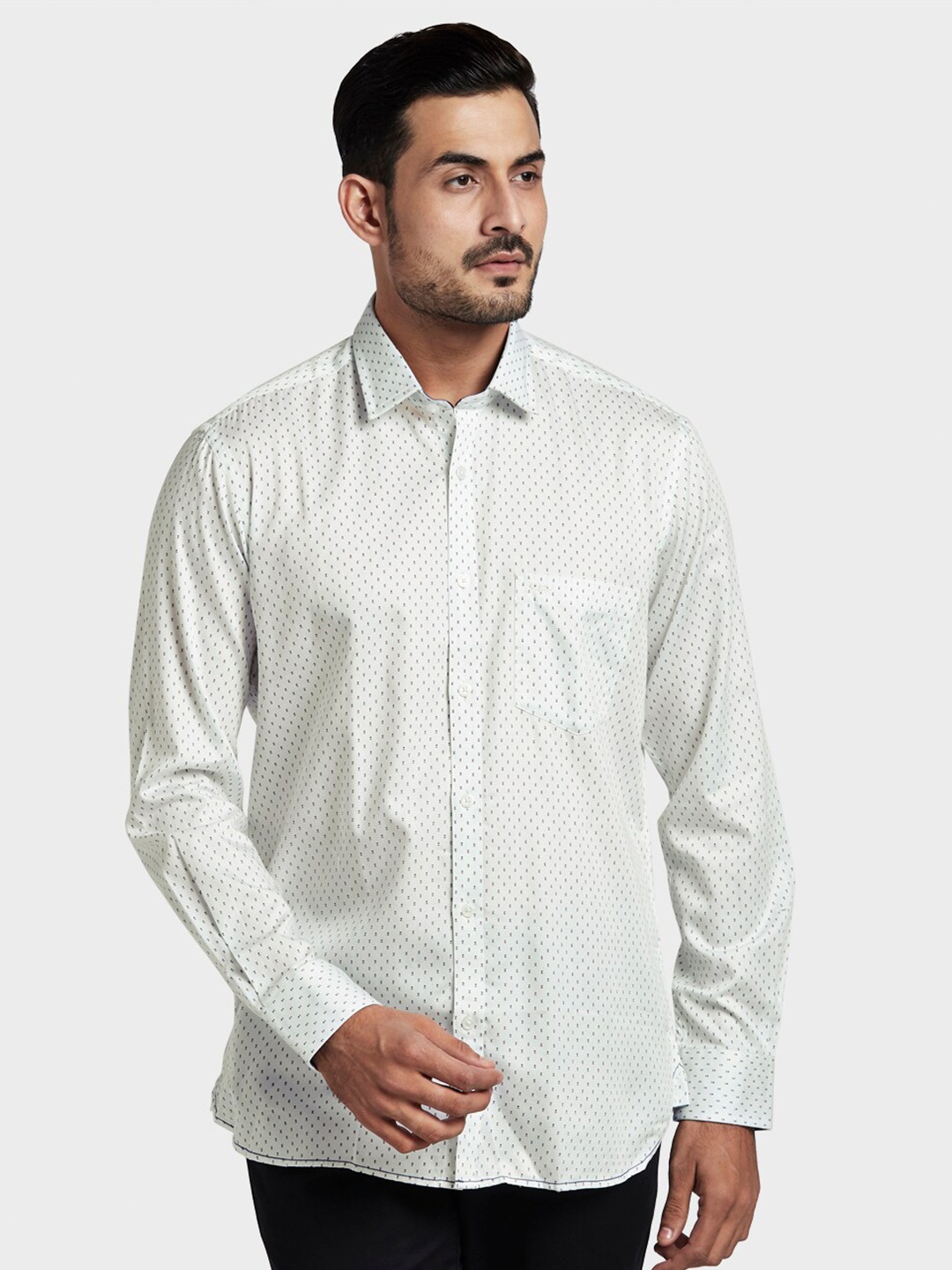 

ColorPlus Men Blue Tailored Fit Printed Casual Shirt