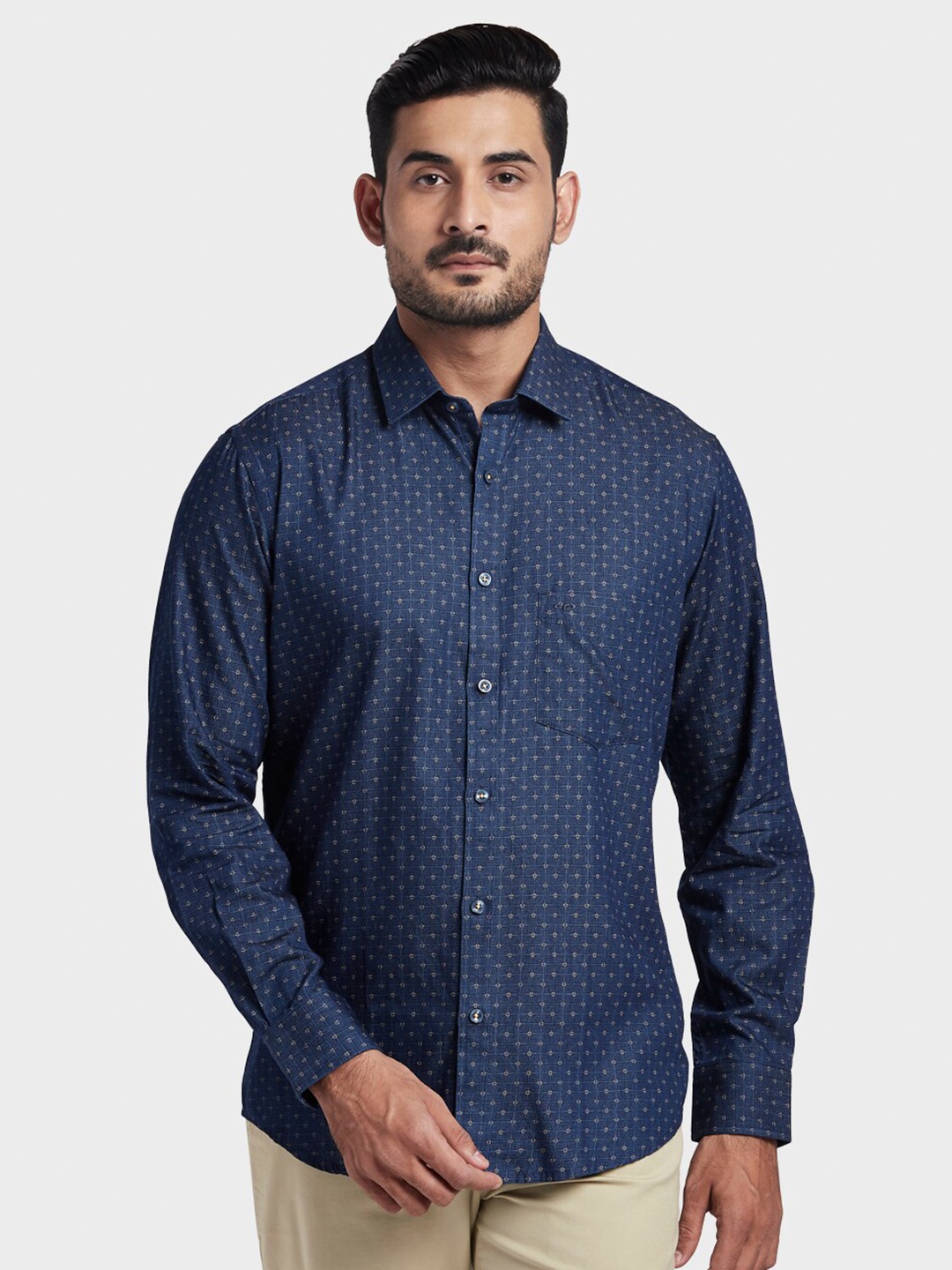 

ColorPlus Men Yellow Tailored Fit Printed Casual Shirt