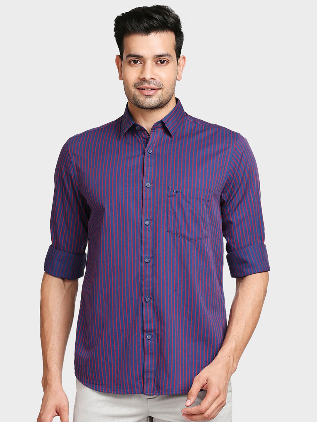 

ColorPlus Men Purple Tailored Fit Striped Casual Shirt