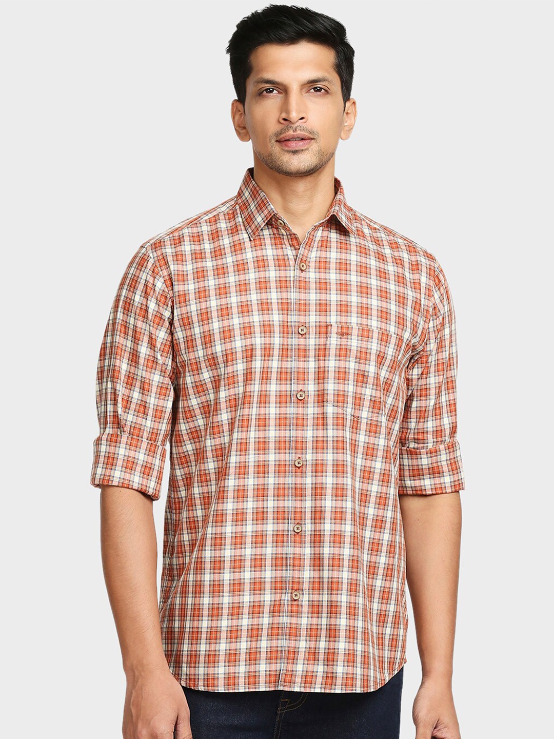 

ColorPlus Men Brown Tailored Fit Tartan Checked Casual Shirt