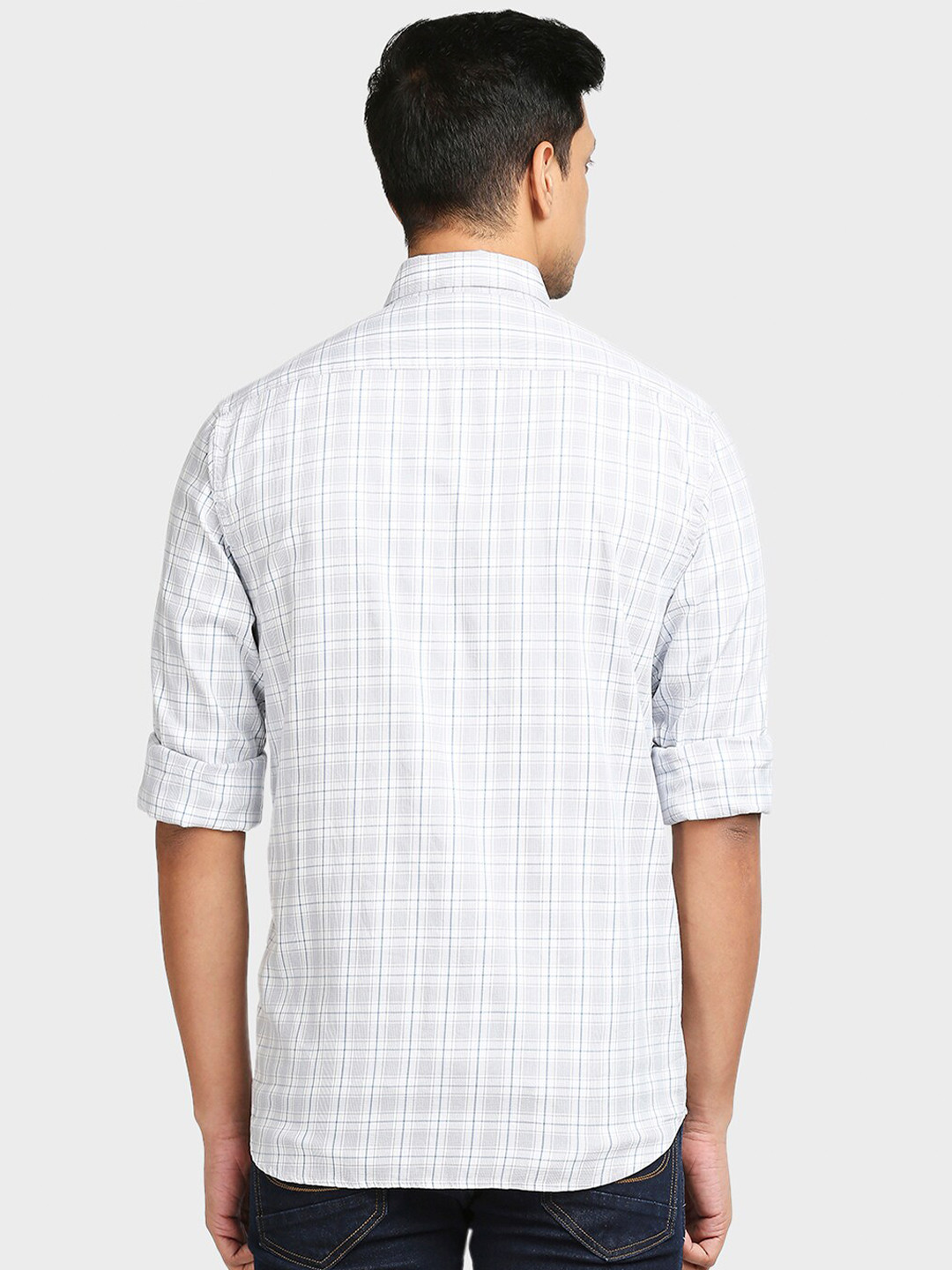 

ColorPlus Men Grey Tailored Fit Checked Casual Shirt