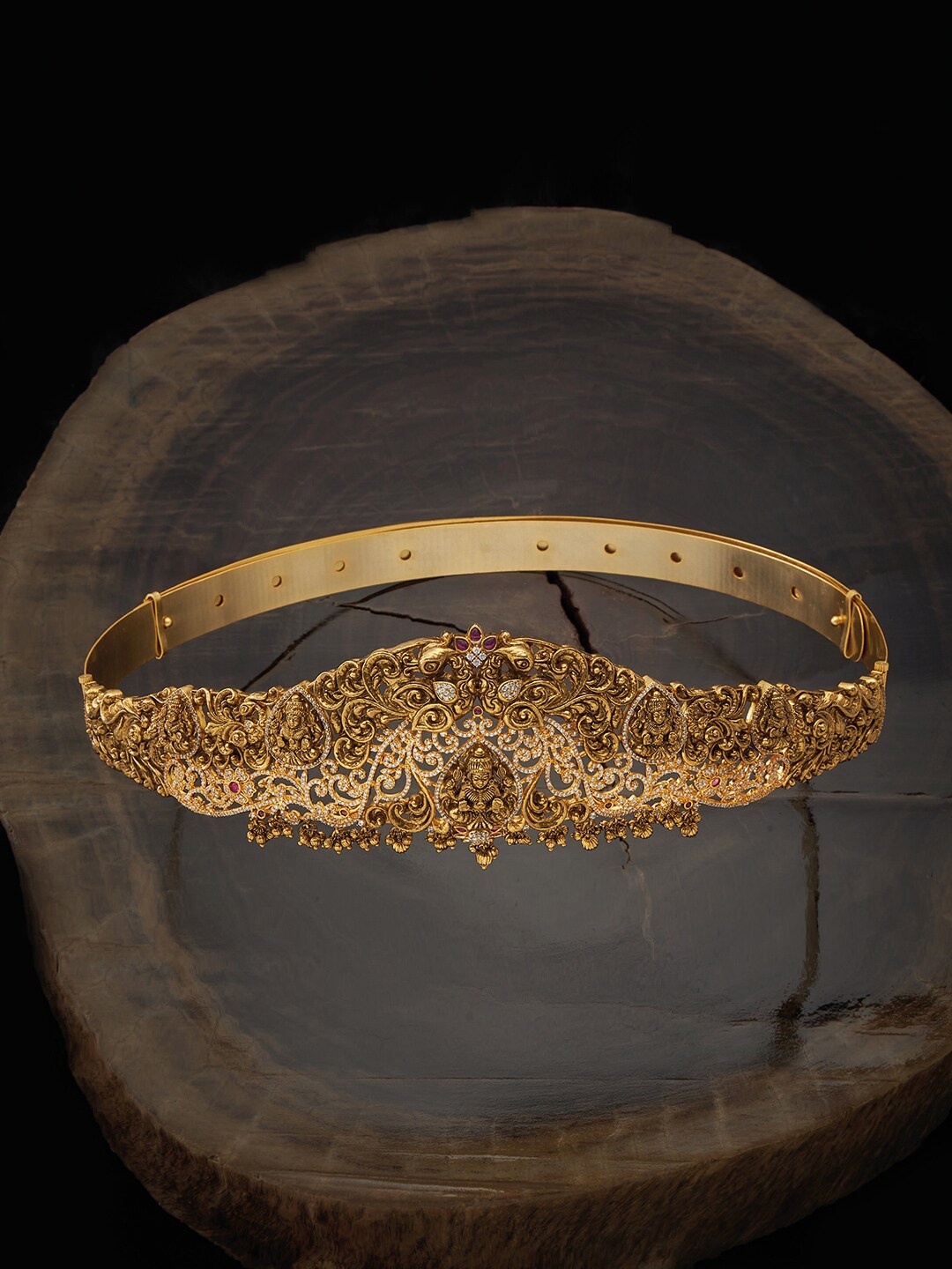 

Kushal's Fashion Jewellery Gold-Toned & White CZ Studded Waistbelt