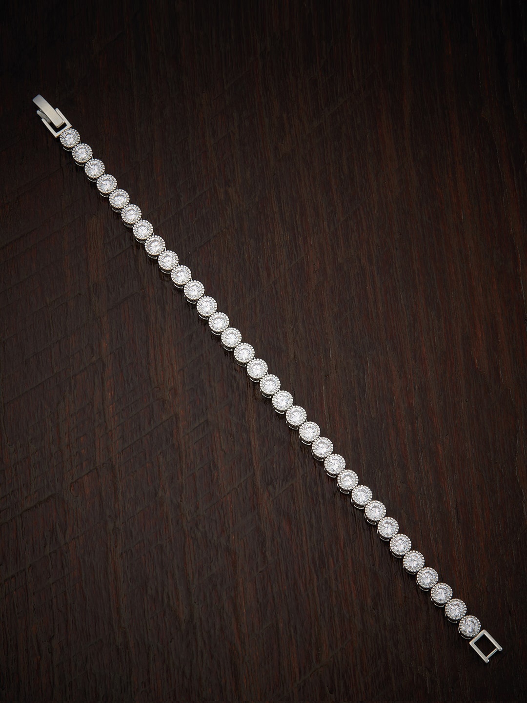 

Kushal's Fashion Jewellery Women Silver-Toned & White Rhodium-Plated Link Bracelet