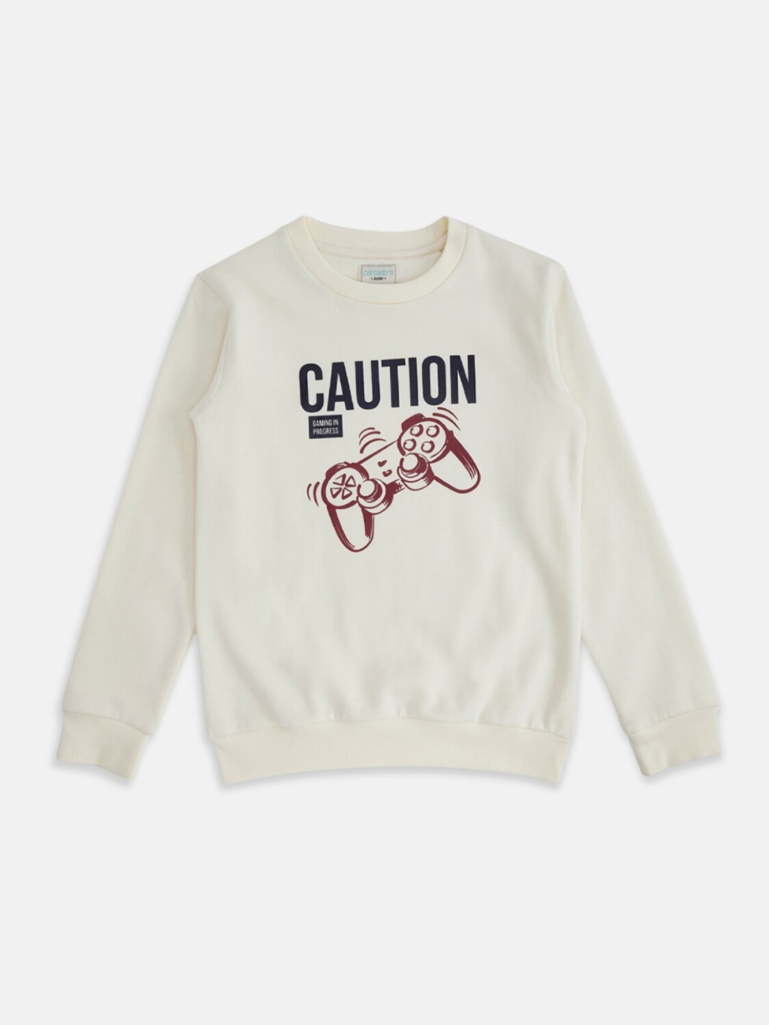 Pantaloons Junior Boys Off White Typography Printed Pullover