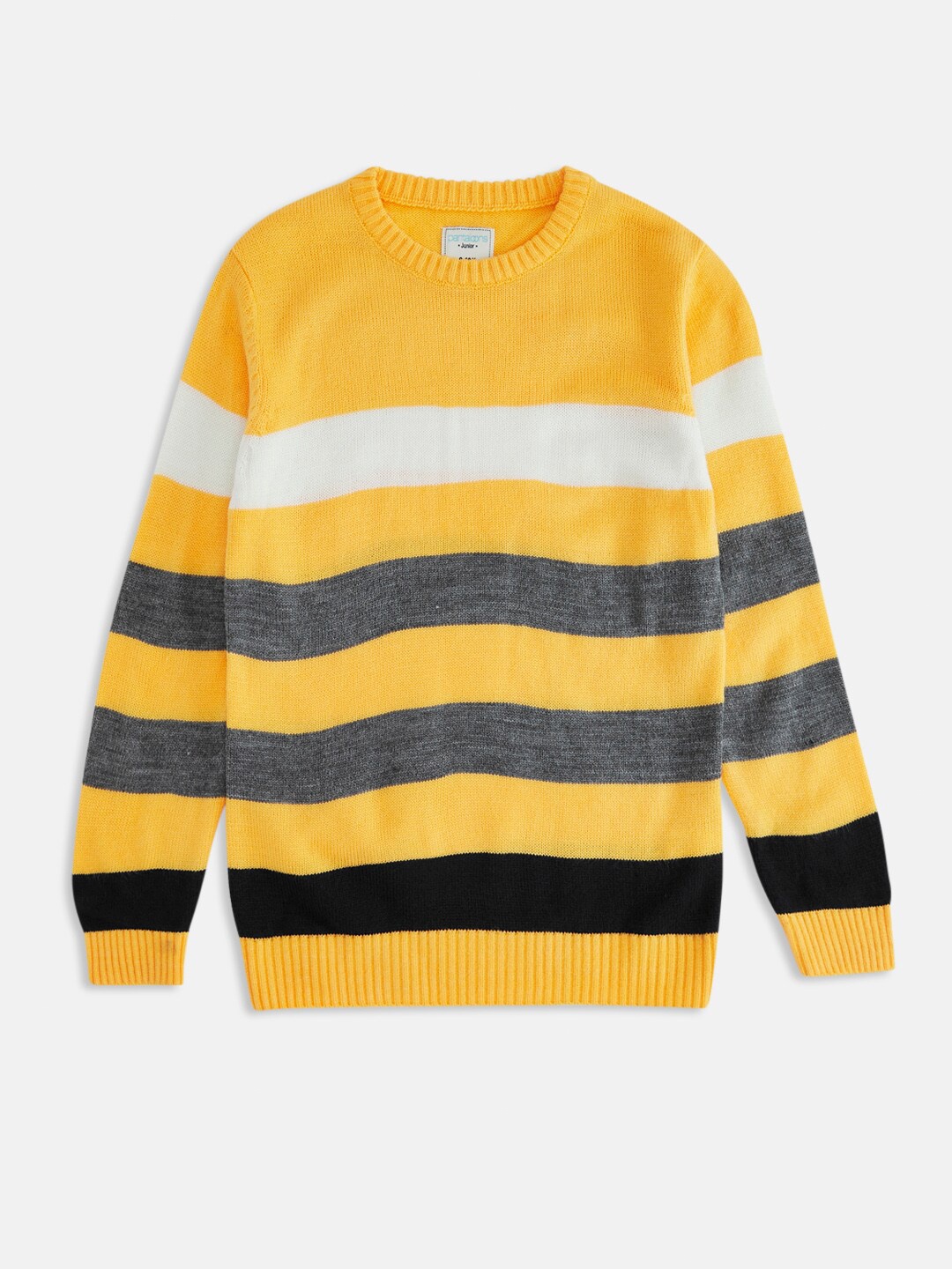 

Pantaloons Junior Boys Yellow & White Striped Pullover