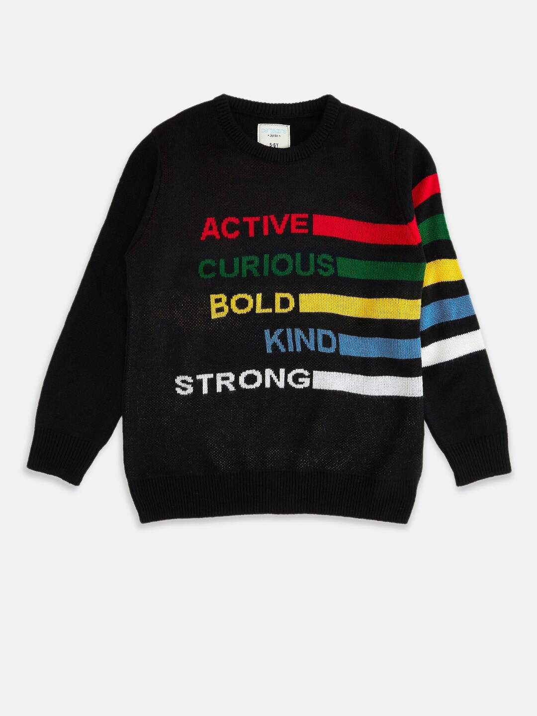 

Pantaloons Junior Boys Black & Red Striped Pullover