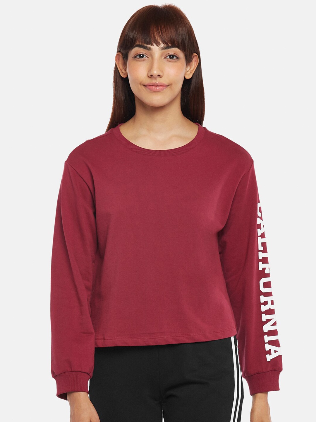 

Ajile by Pantaloons Women Maroon Pullover Sweatshirt
