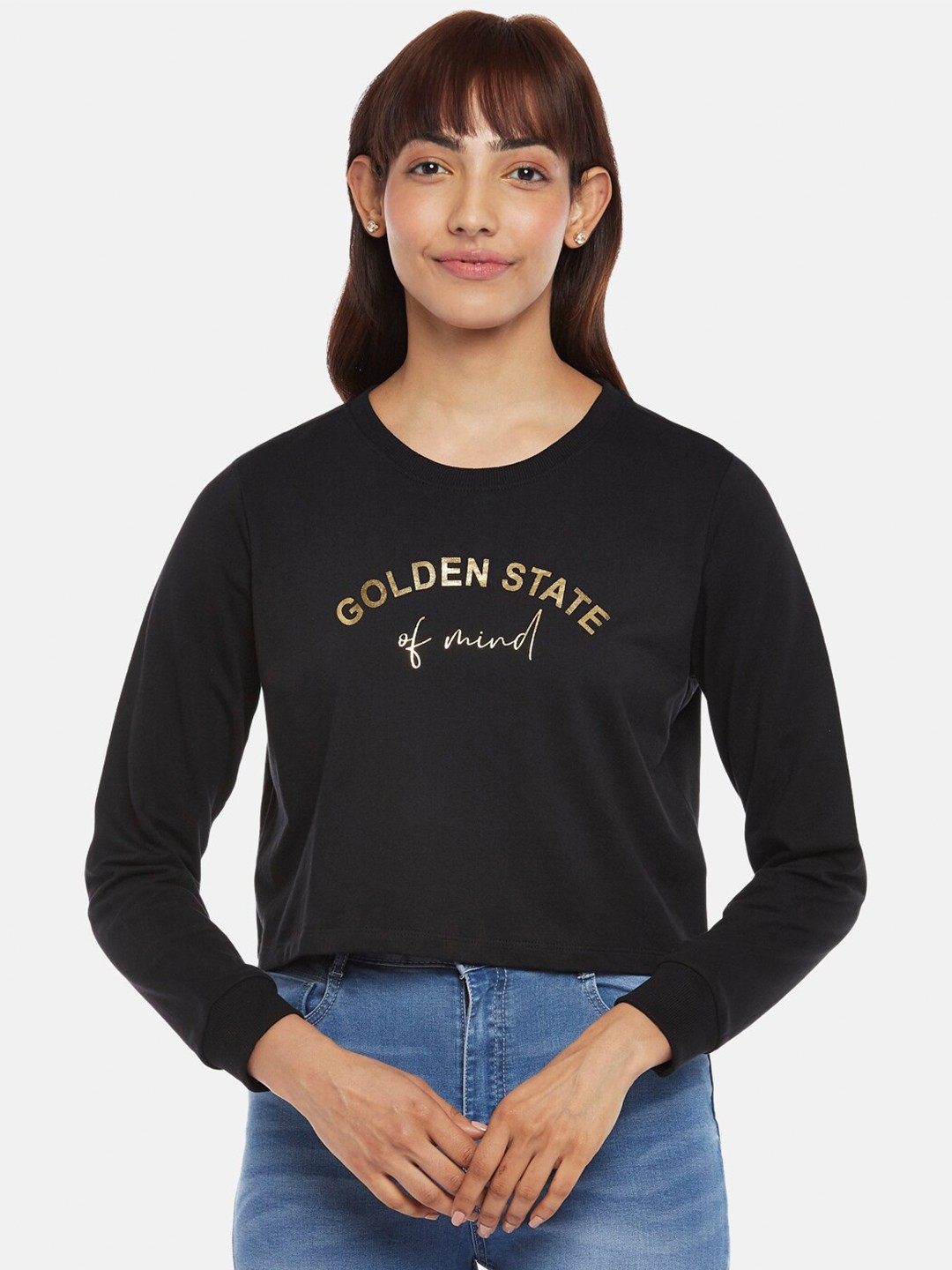 

Honey by Pantaloons Women Black Printed Typography Sweatshirt