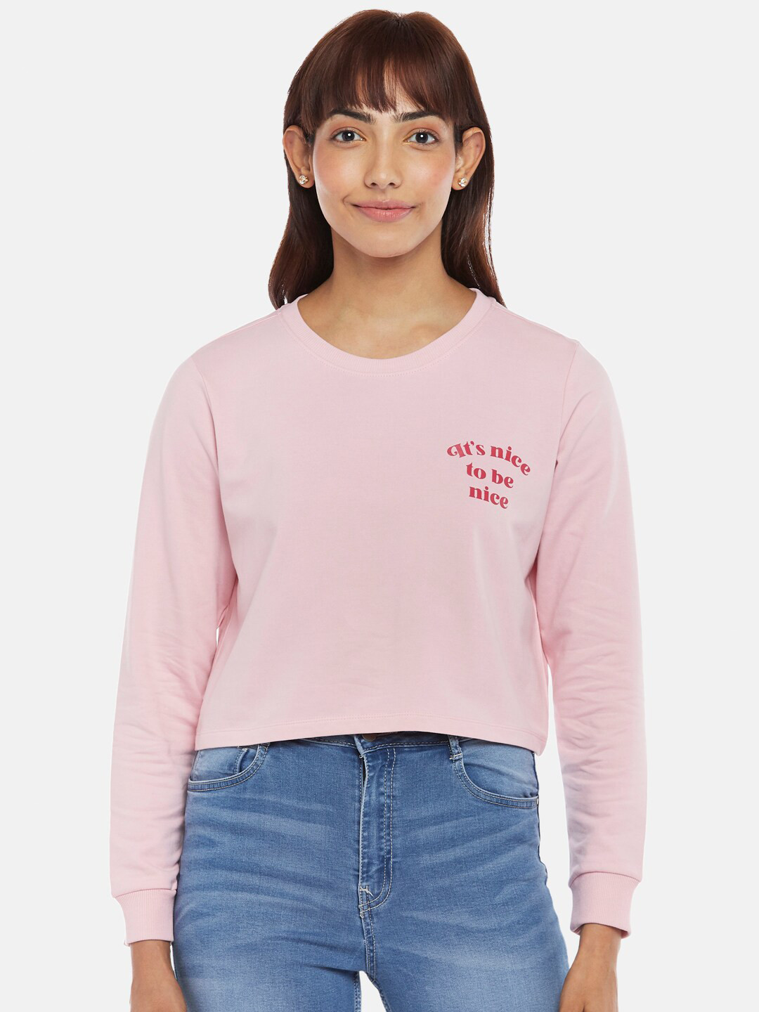 

Honey by Pantaloons Women Pink Solid Pullover Sweatshirt