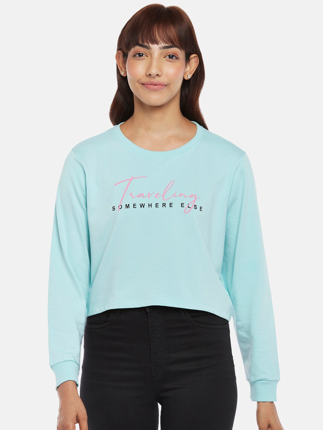 

Honey by Pantaloons Women Blue Printed Sweatshirt