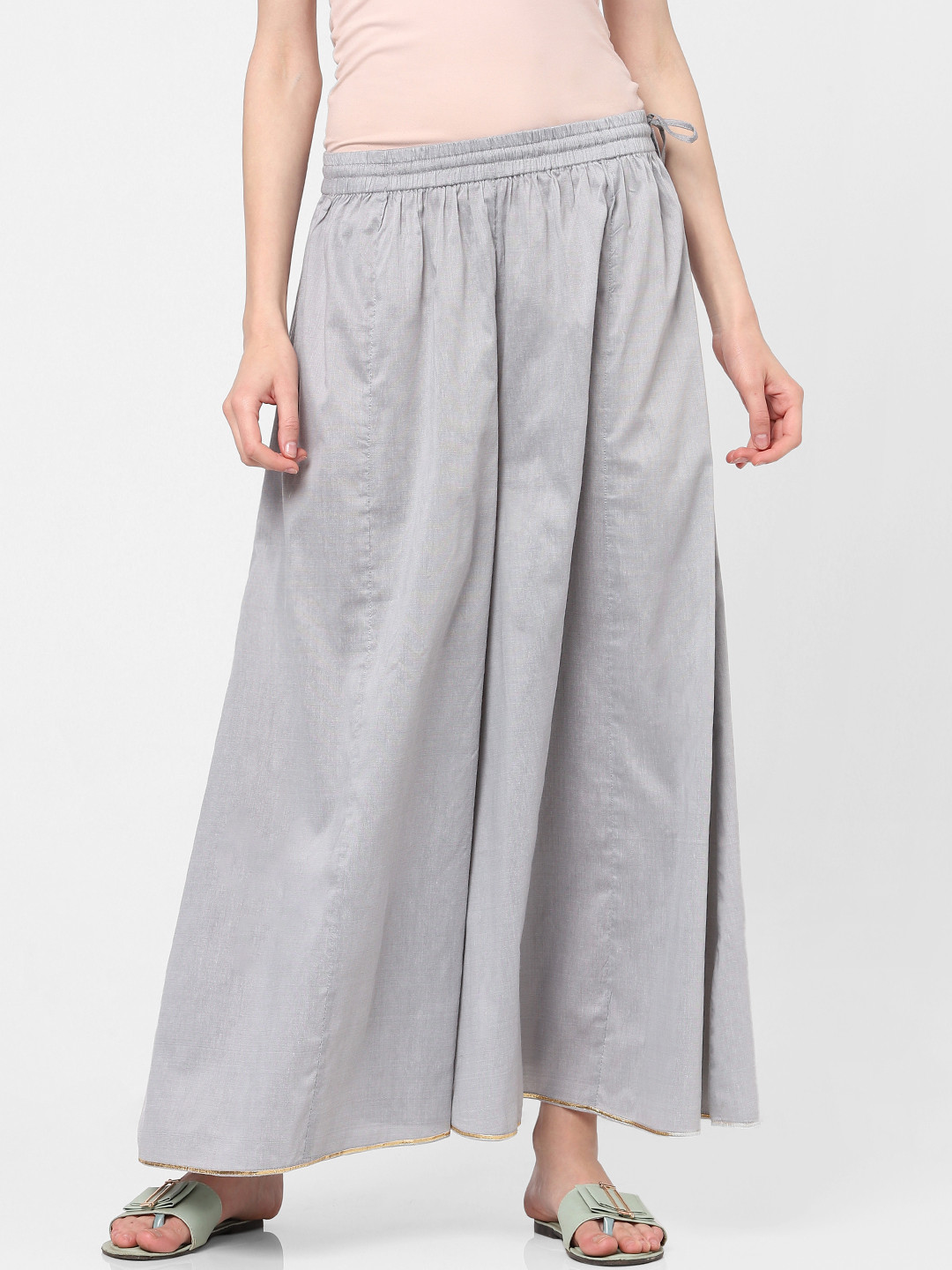 

Indifusion Women Grey Flared Knitted Ethnic Palazzos
