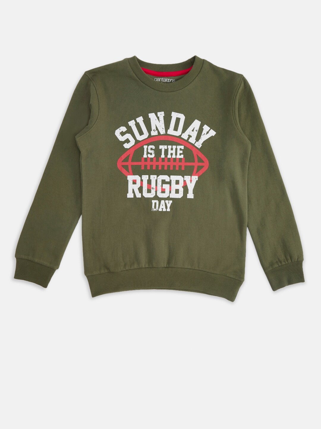 

Pantaloons Junior Boys Olive Green Printed Sweatshirt