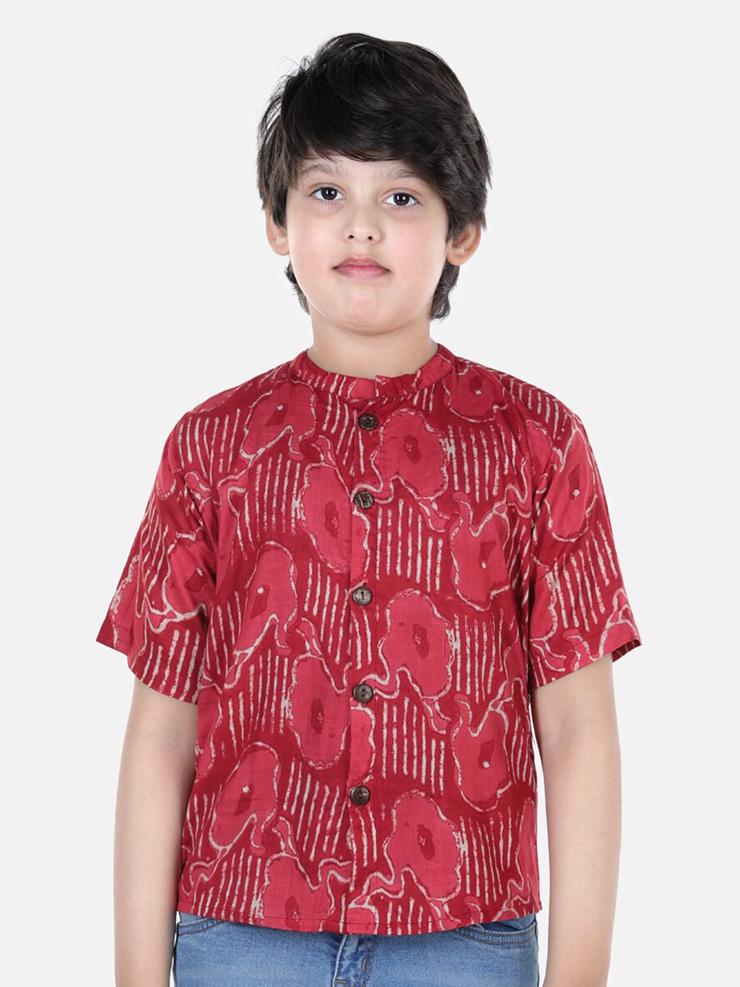 

Cutiekins Boys Red Comfort Printed Casual Shirt