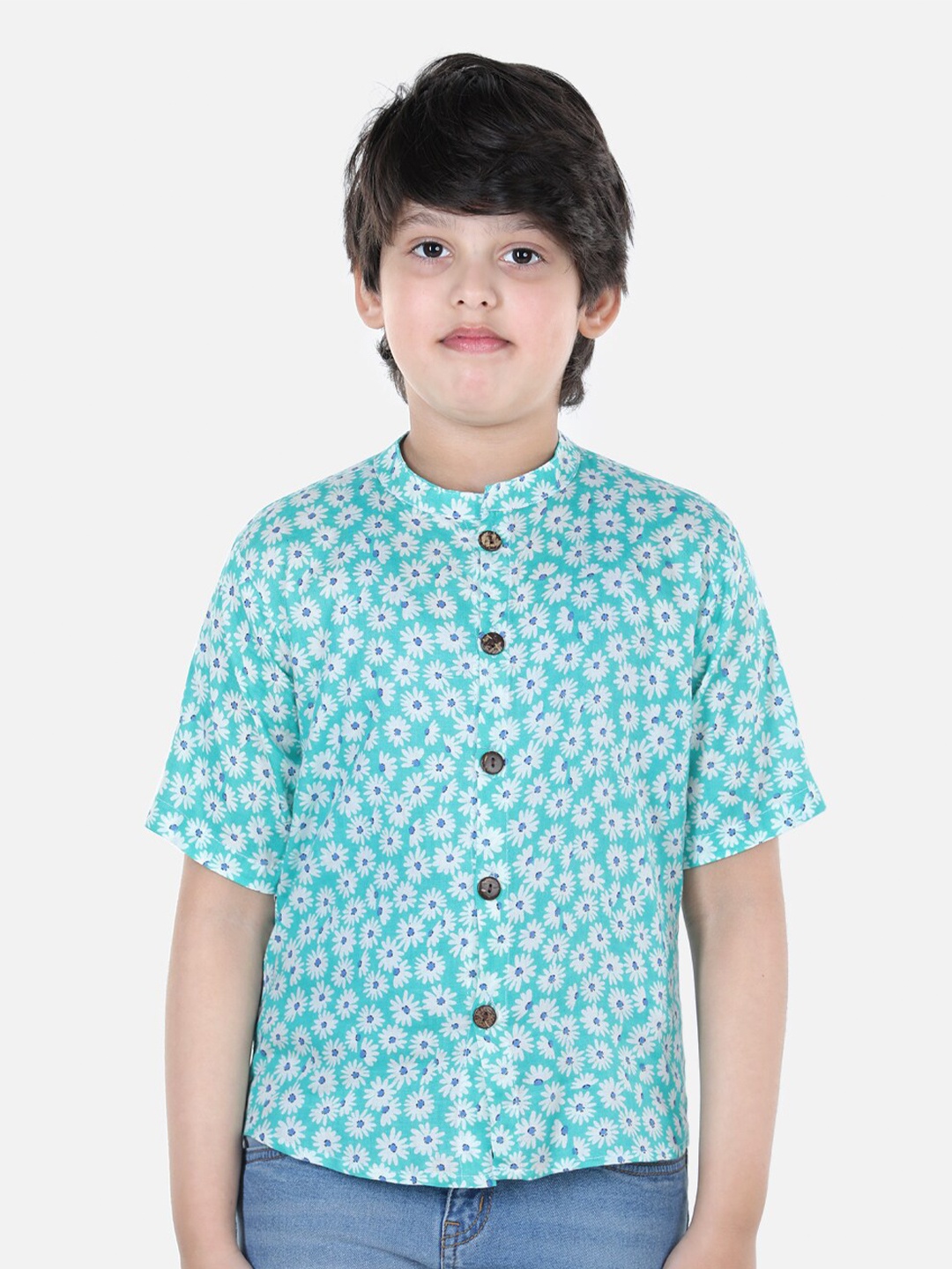 

Cutiekins Boys Green Comfort Floral Printed Casual Shirt