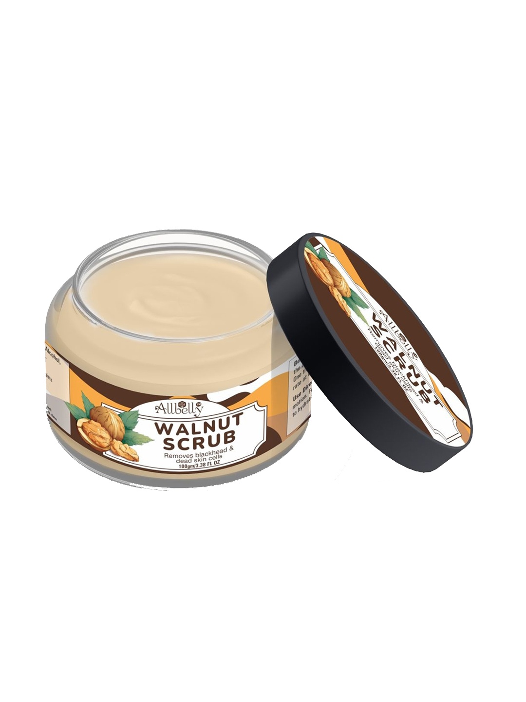 

ALLBELLY Walnut Natural Tan Removal Scrub For Smooth And Brightener Skin Scrub-100gm, Cream