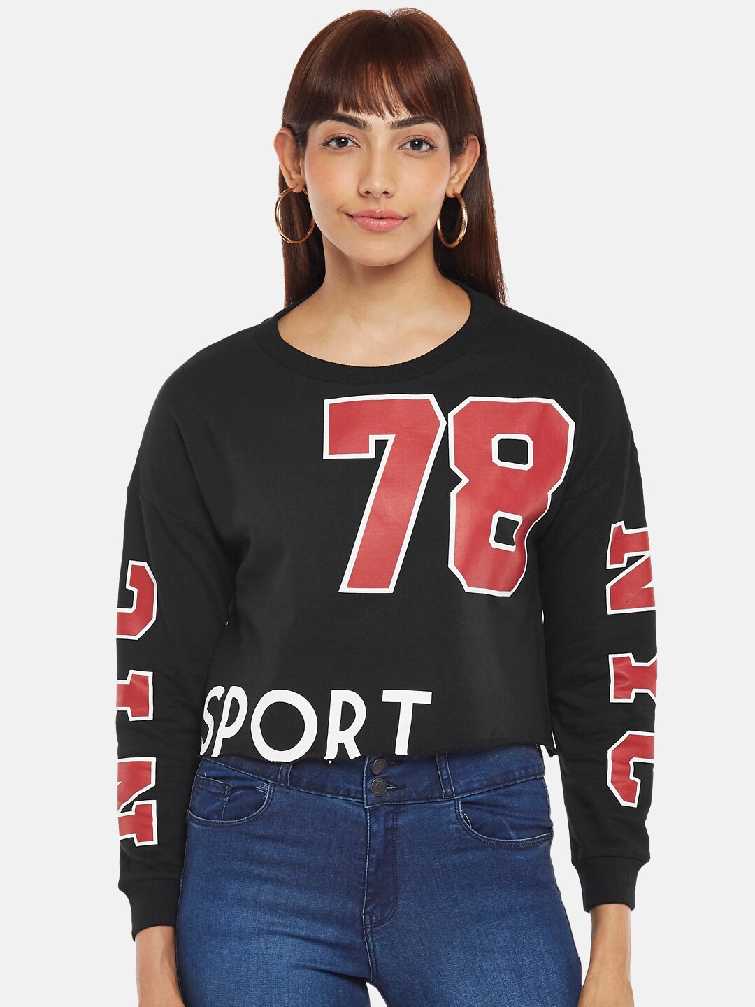 

People Women Black Printed Sweatshirt