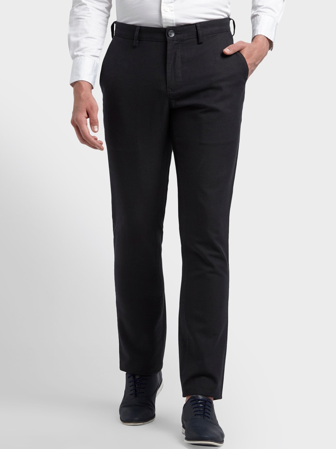 

ColorPlus Men Black Solid Trousers