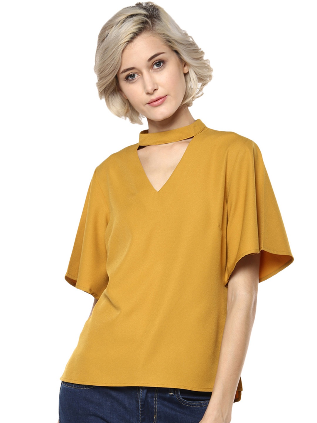 

Harpa Women Mustard Yellow Solid Top