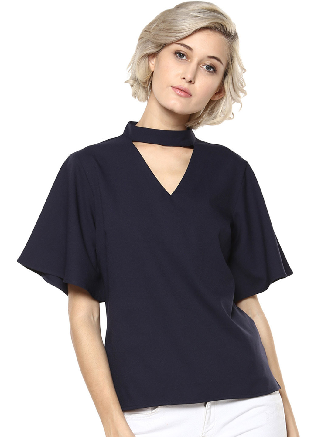 

Harpa Women Navy Solid Top, Navy blue