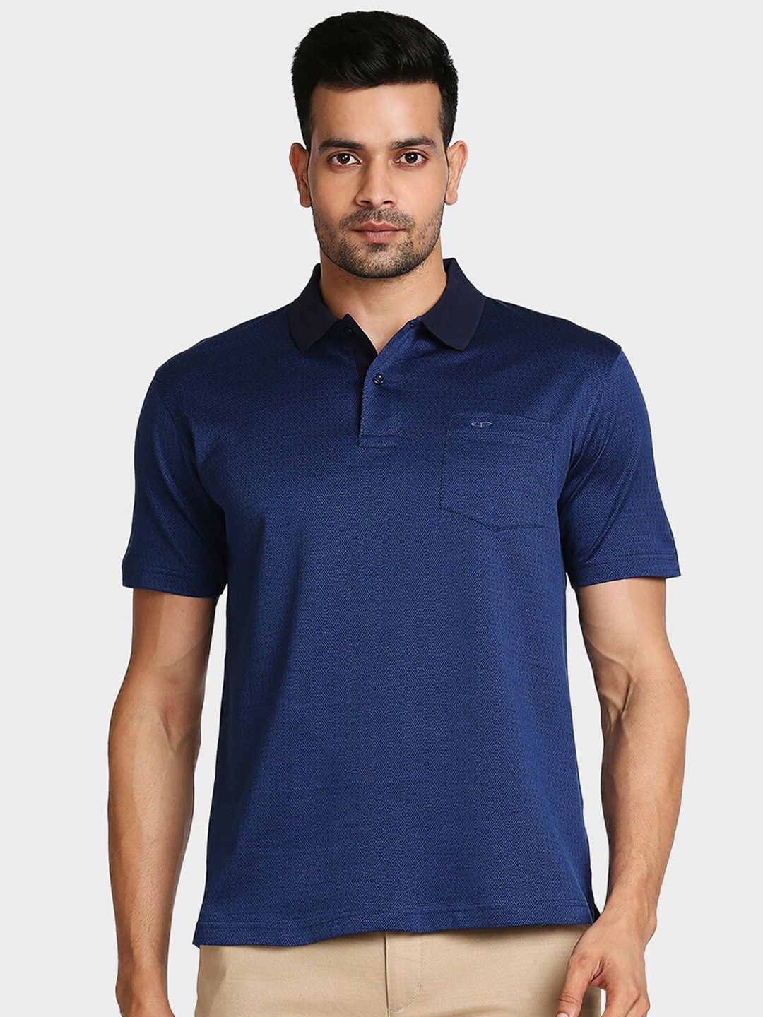 

ColorPlus Men Blue Polo Collar T-shirt