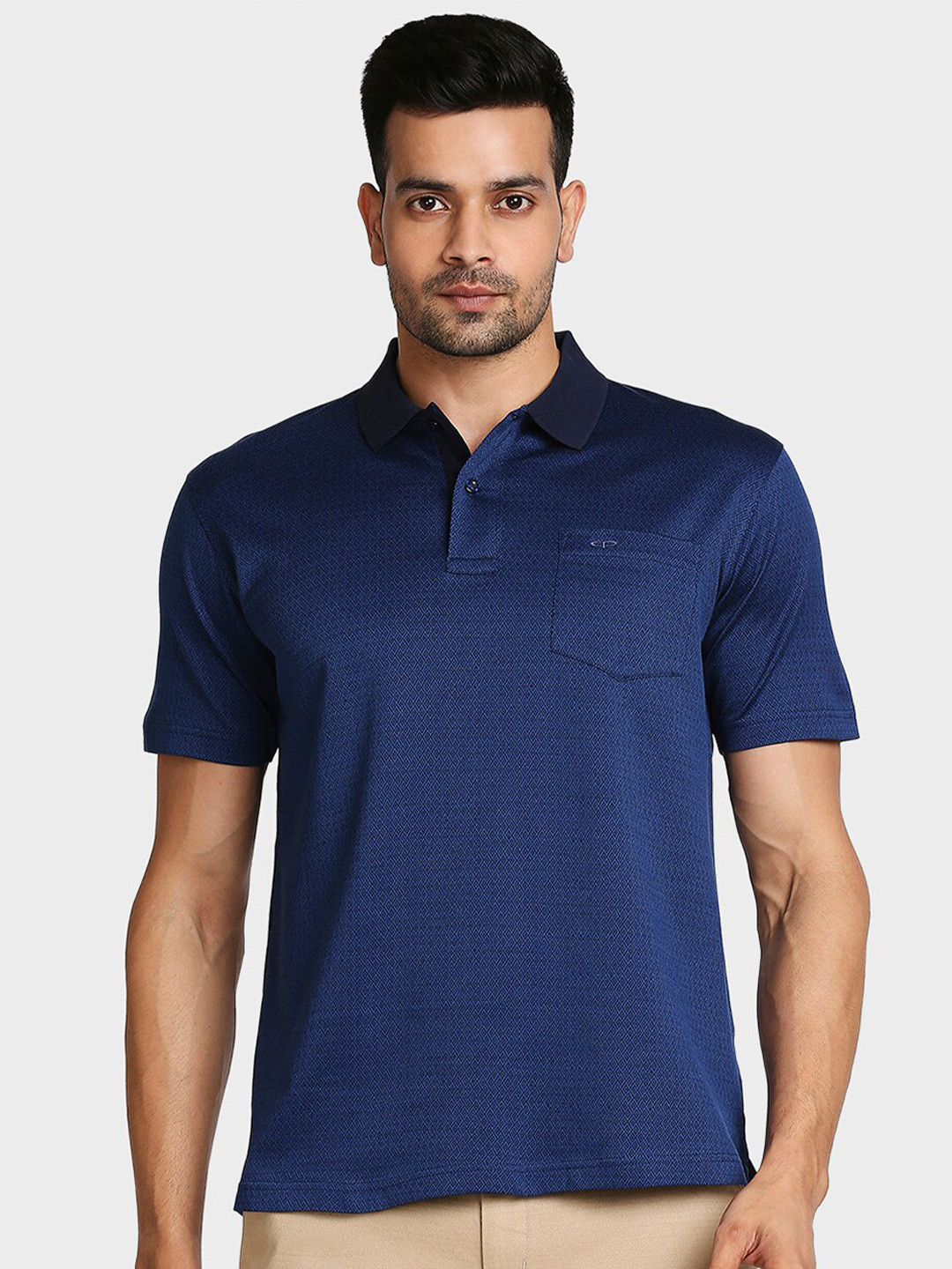 

ColorPlus Men Blue Polo Collar T-shirt