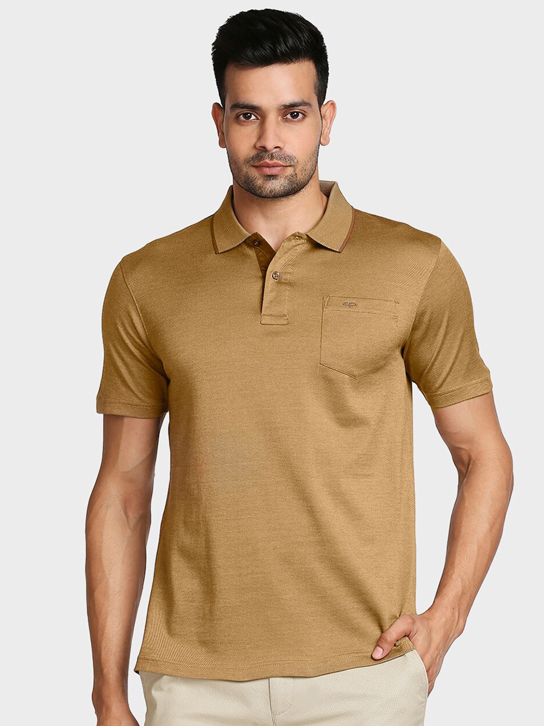 

ColorPlus Men Brown Polo Collar T-shirt