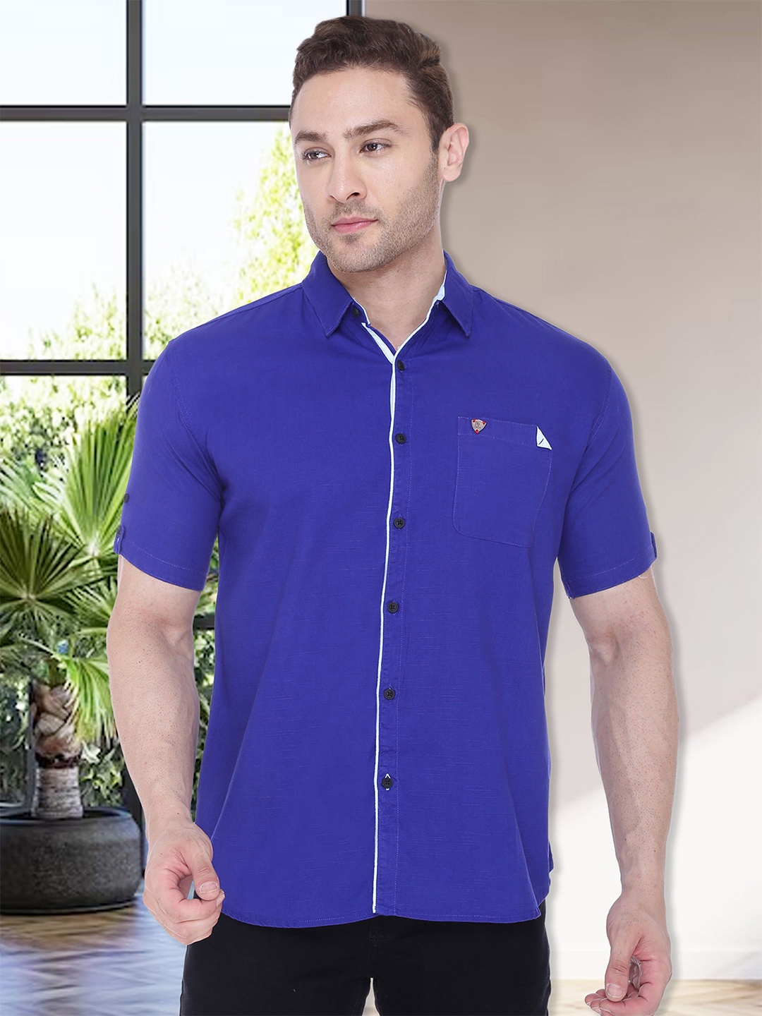 

Kuons Avenue Men Blue Smart Slim Fit Casual Shirt