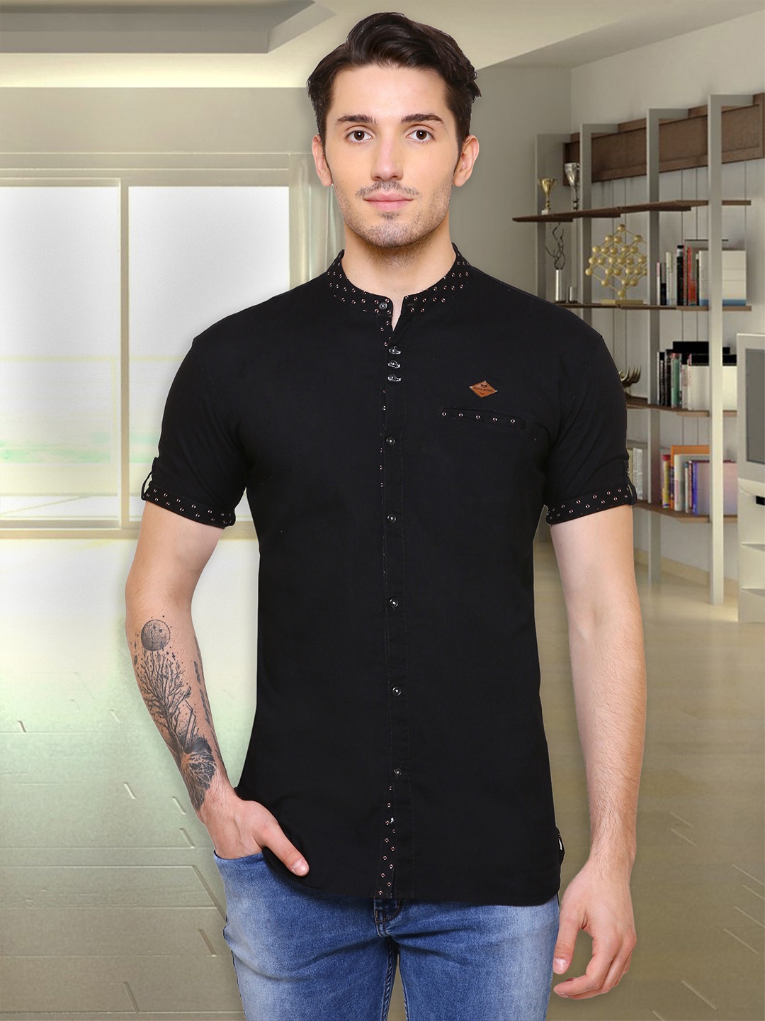 

Kuons Avenue Men Black Smart Slim Fit Casual Shirt