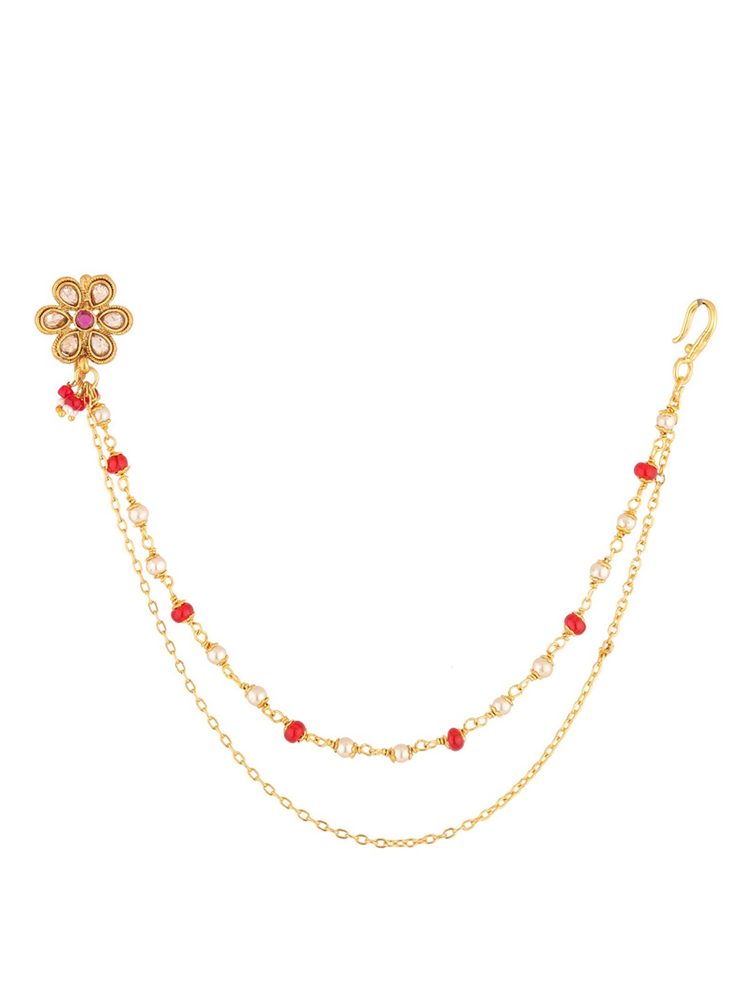 

Sanjog Gold Plated Kundan Studded Press Clip On Nosepin