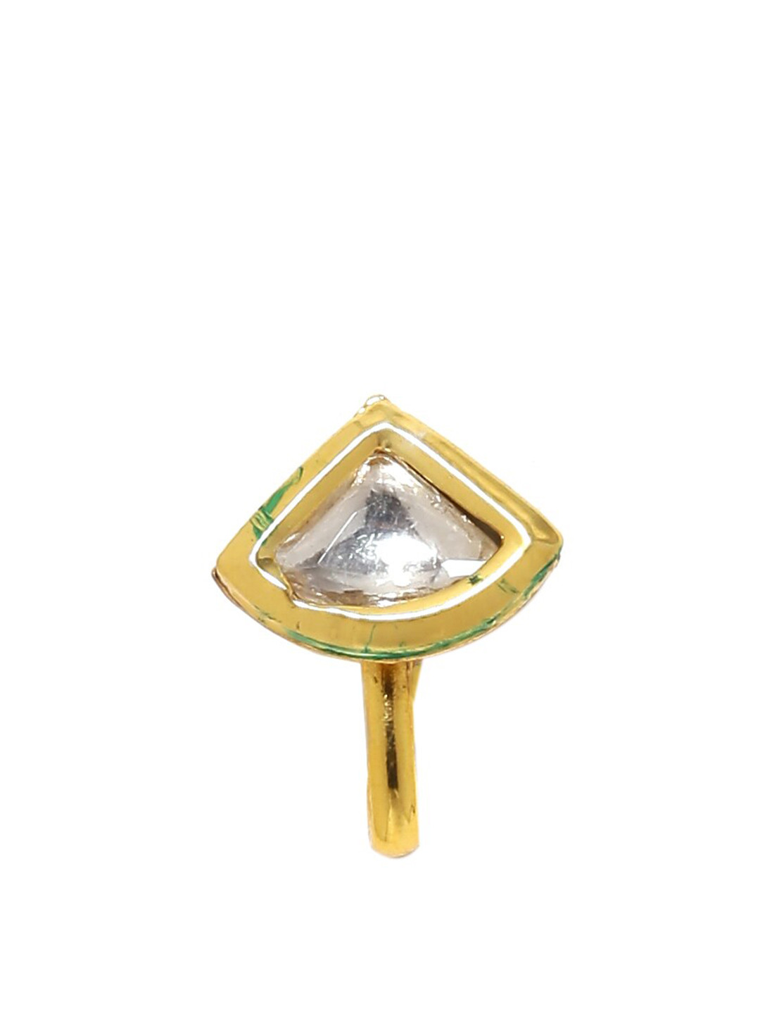 

Sanjog Gold-Plated White Kundan Studded Nosepin