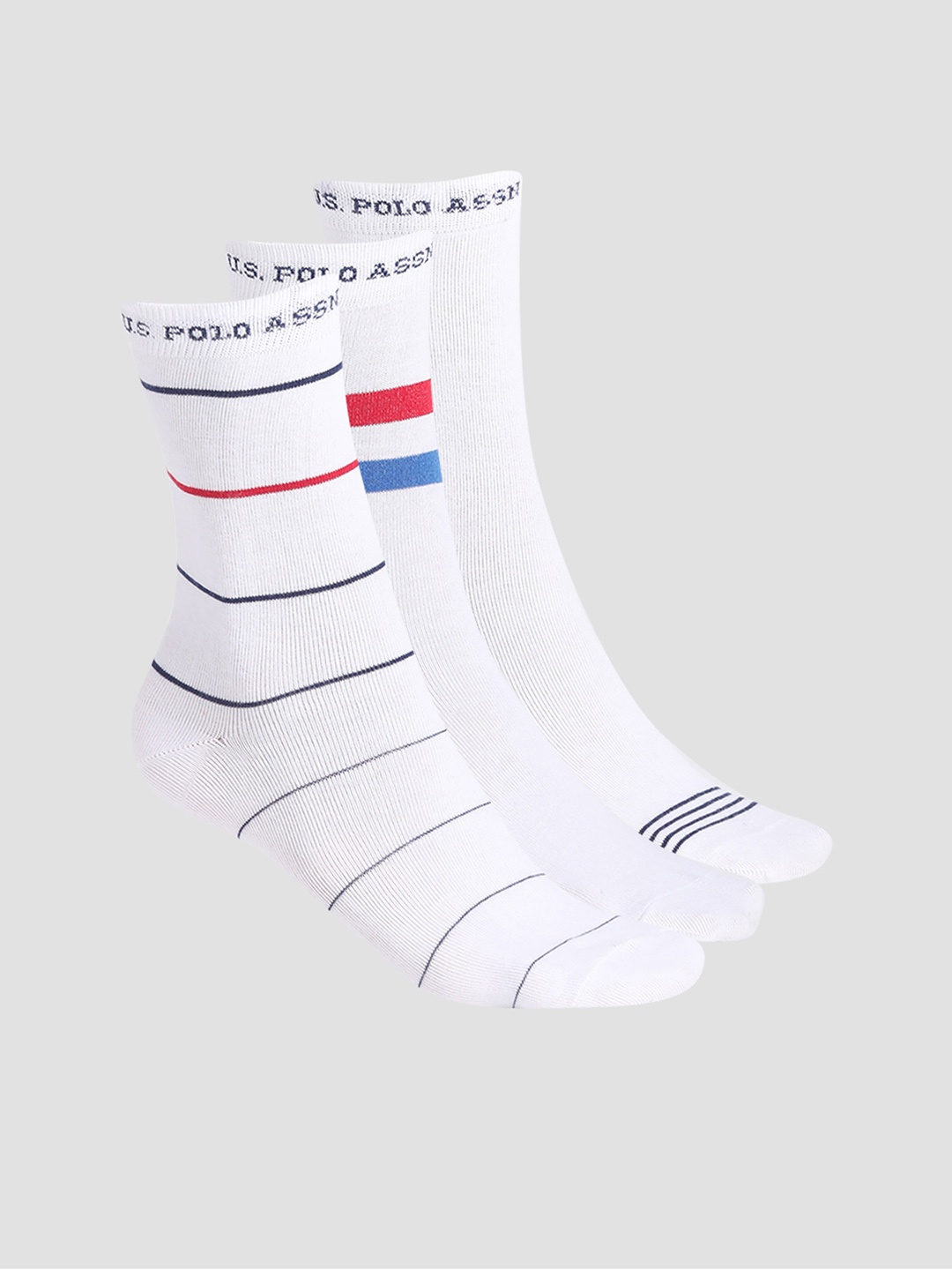 

U.S. Polo Assn. Men Pack Of 3 White Solid Calf Length Socks -WHITE I647