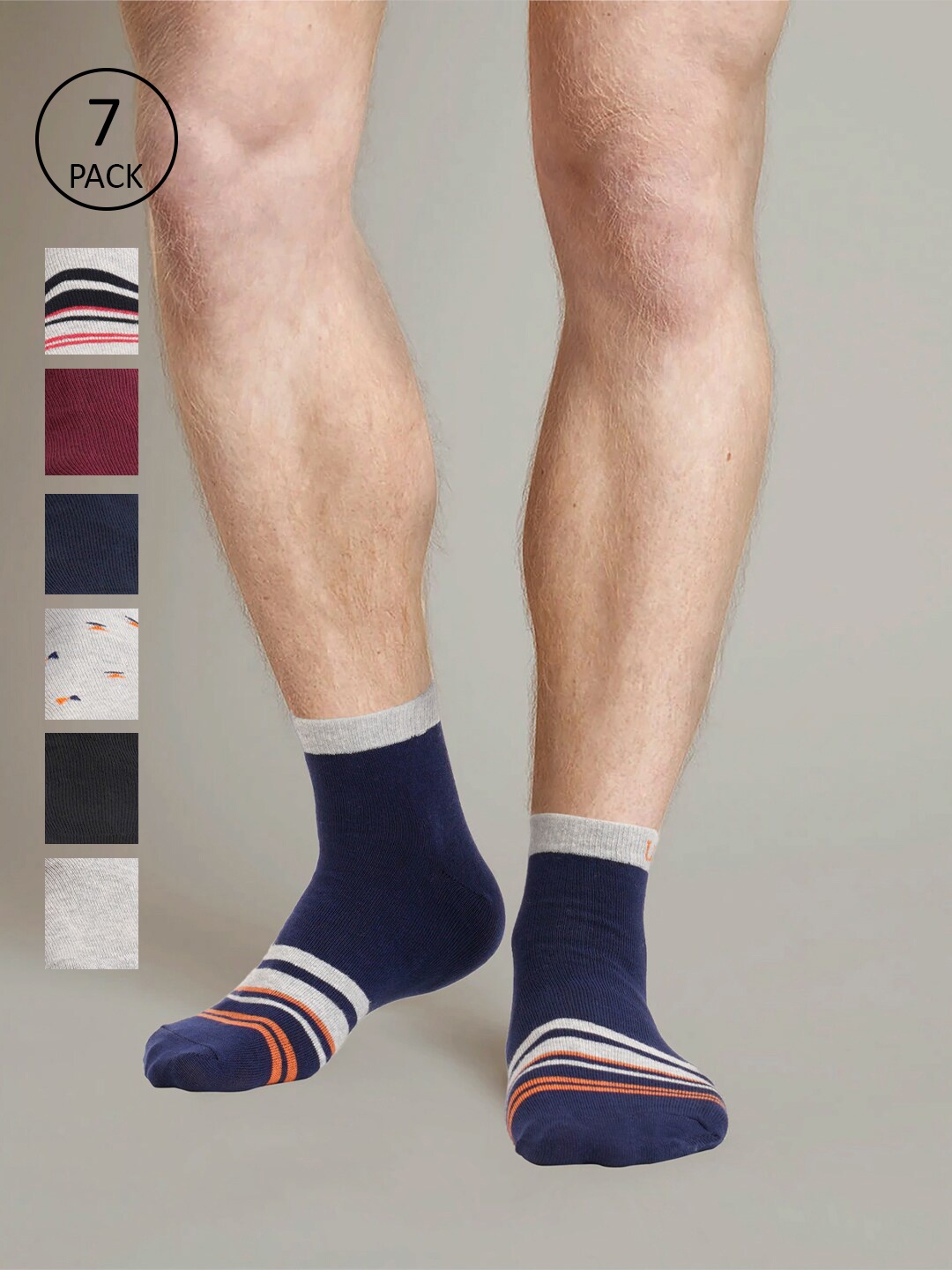

U.S. Polo Assn. Men Pack Of 7 Assorted Cotton Ankle-Length Socks -ASSORTED I646