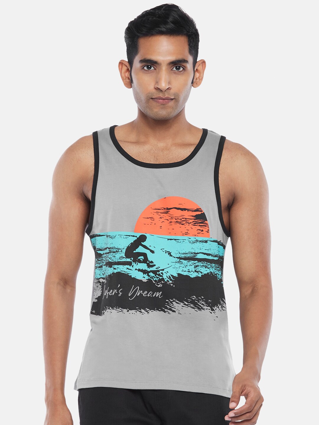 

Urban Ranger by pantaloons Men Grey Printed Slim Fit T-shirt