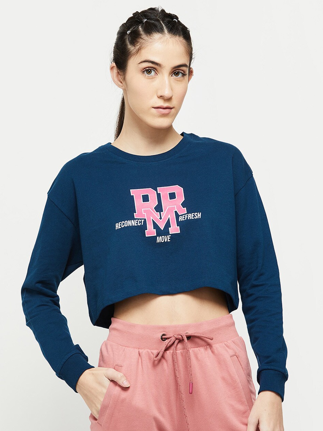 

Max Women Blue Typography Printed T-shirt