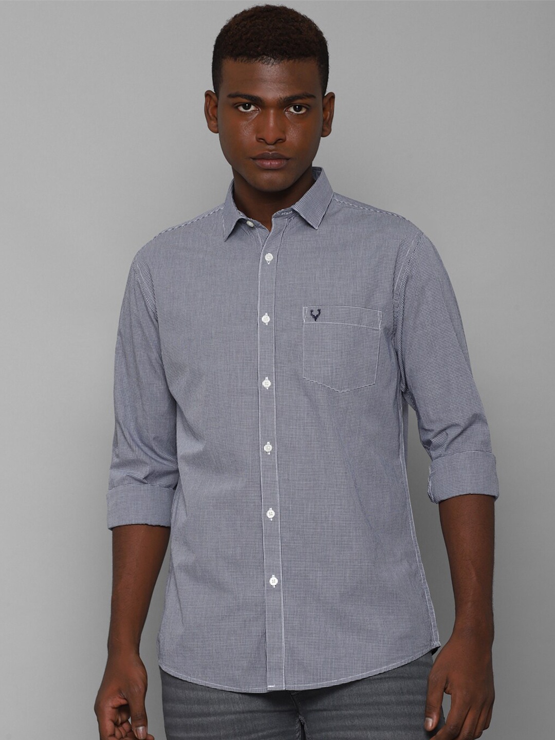 

Allen Solly Men Blue Slim Fit Micro Checks Pure Cotton Casual Shirt