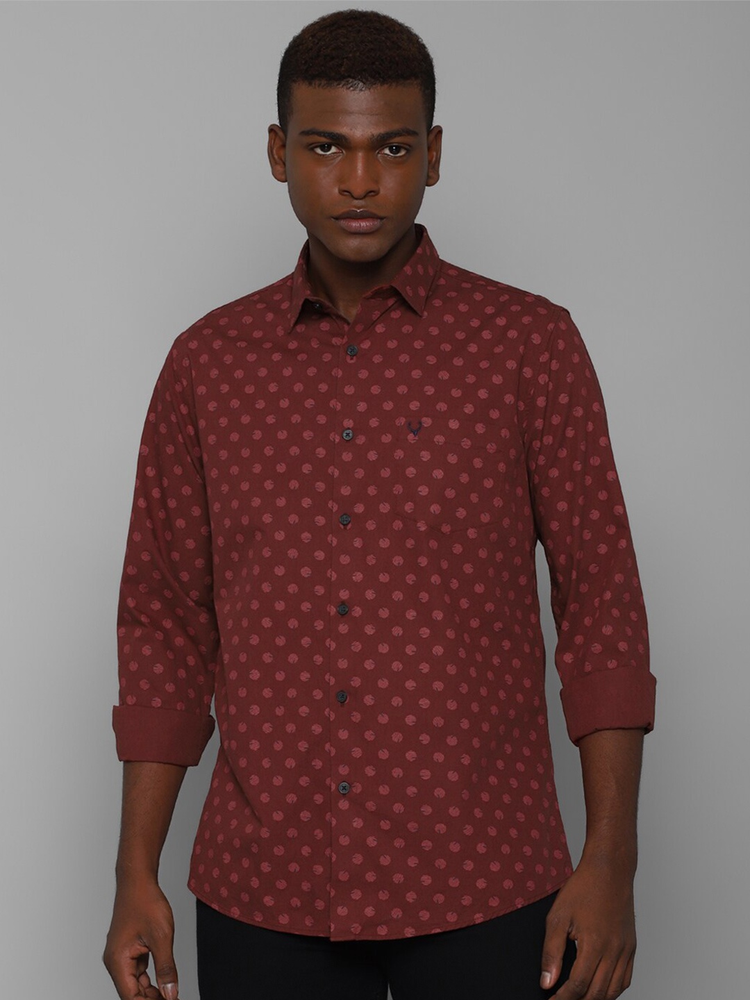 

Allen Solly Men Maroon Slim Fit Printed Cotton Casual Shirt