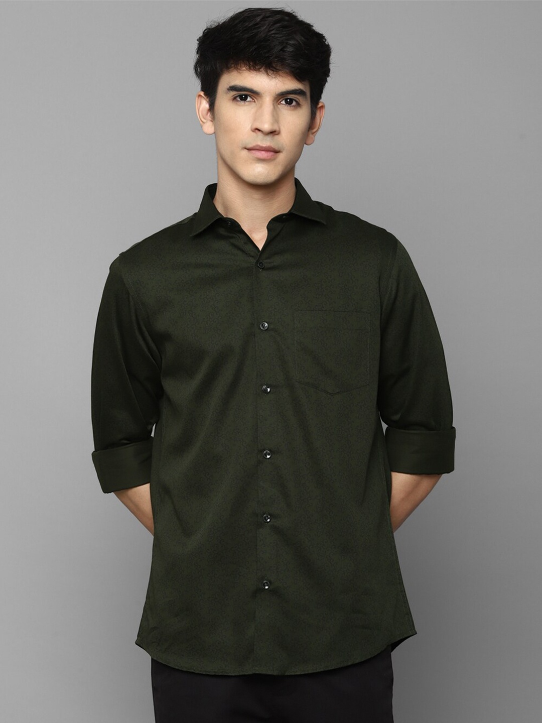 

Allen Solly Men Olive Green Slim Fit Cotton Casual Shirt