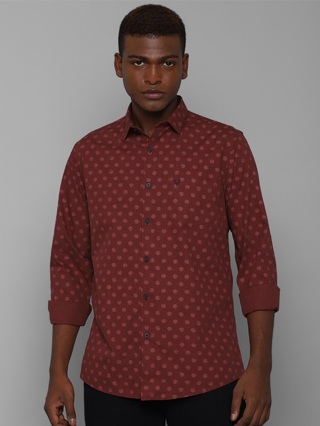 

Allen Solly Men Rust Slim Fit Floral Printed Cotton Casual Shirt