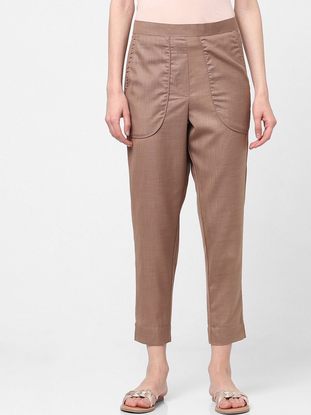 

Indifusion Women Beige High-Rise Pleated Culottes Trouser