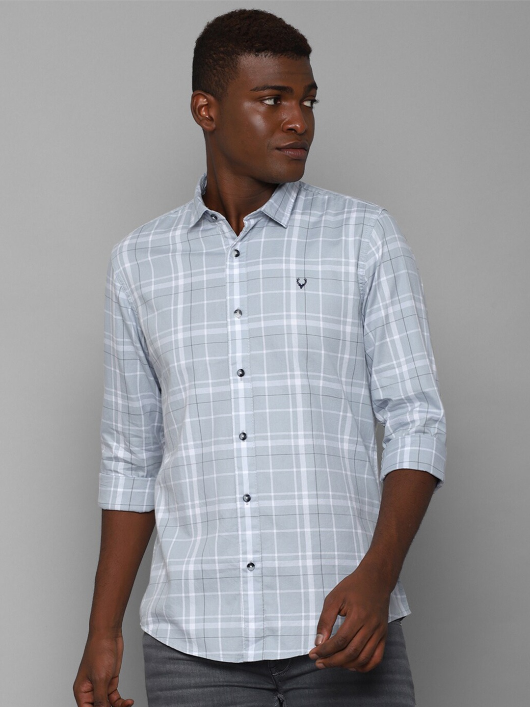 

Allen Solly Sport Men Blue Checked Cotton Casual Shirt