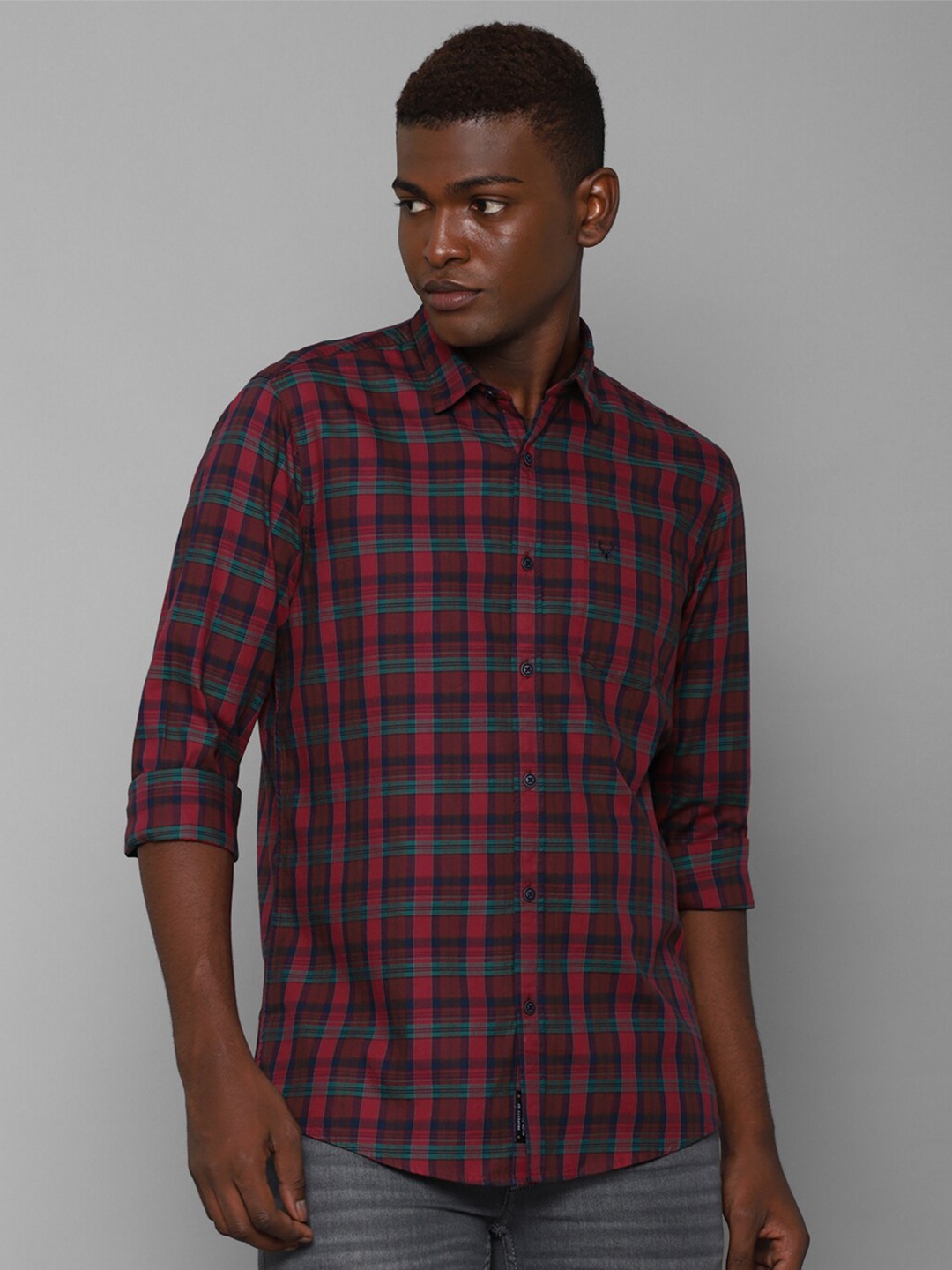 

Allen Solly Sport Men Maroon Tartan Checked Casual Cotton Shirt