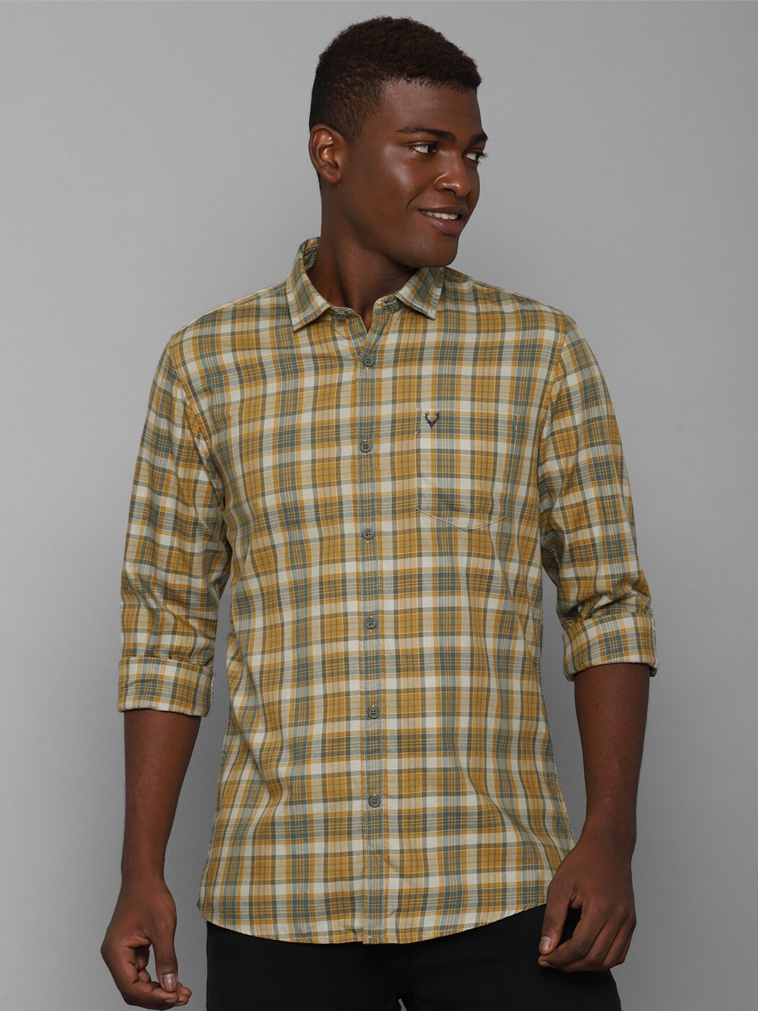 

Allen Solly Sport Men Yellow Tartan Checks Checked Casual Shirt