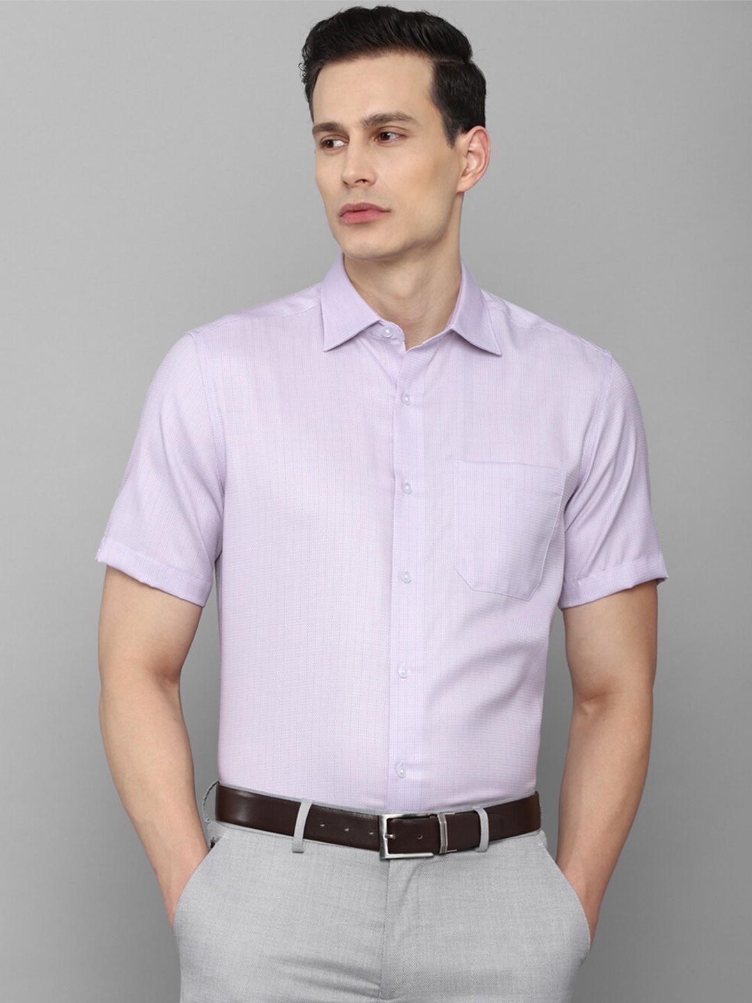 

Louis Philippe Men Lavender Solid Formal Shirt