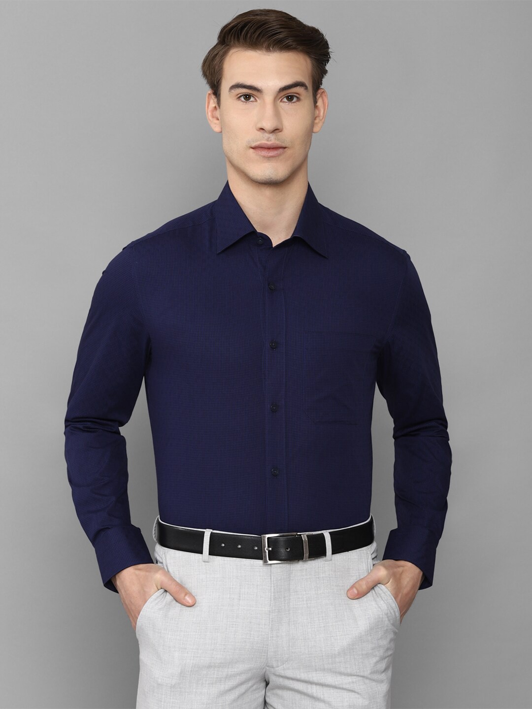 

Louis Philippe Men Navy Blue Formal Shirt