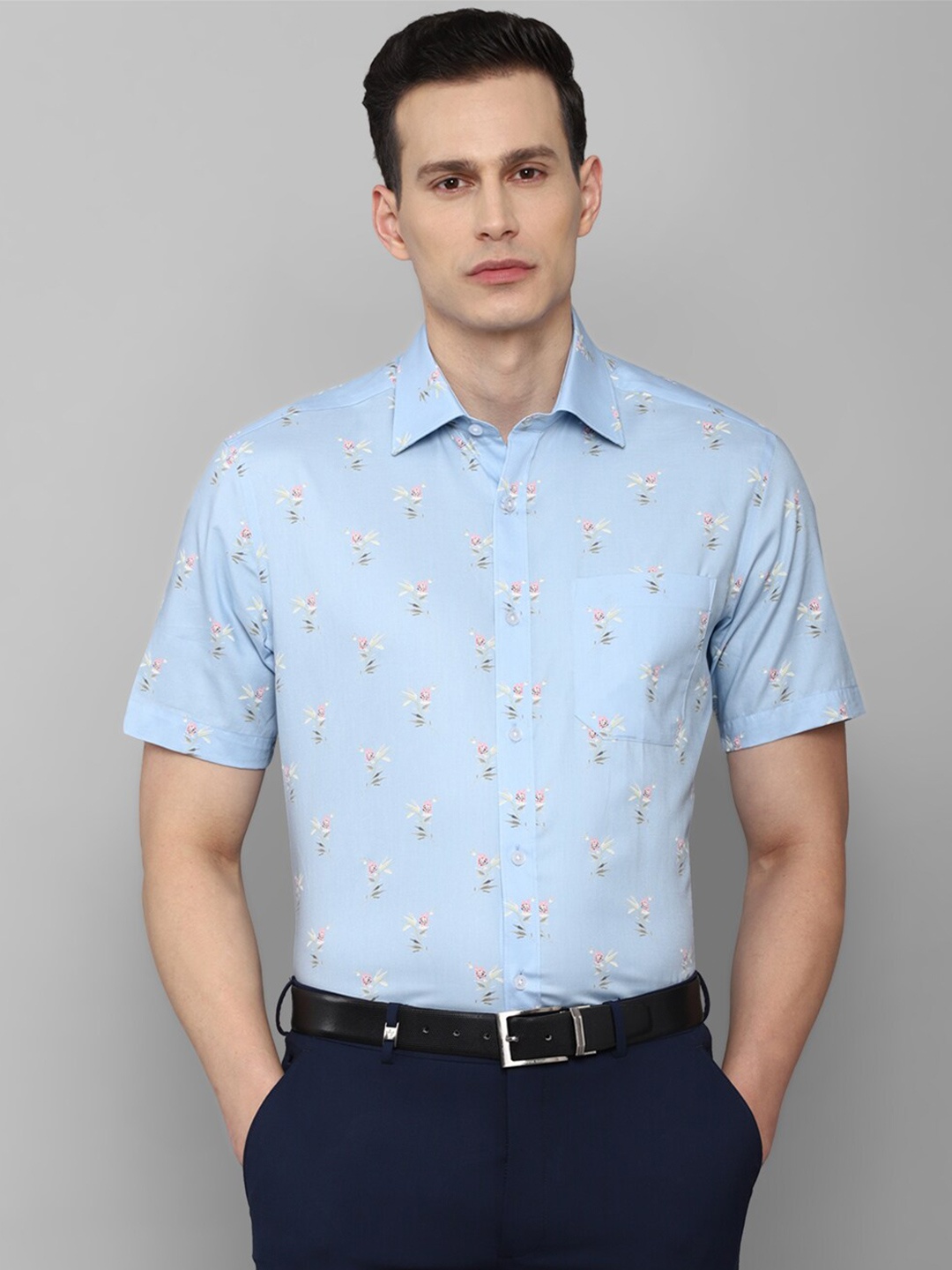 

Louis Philippe Men Blue Printed Formal Shirt
