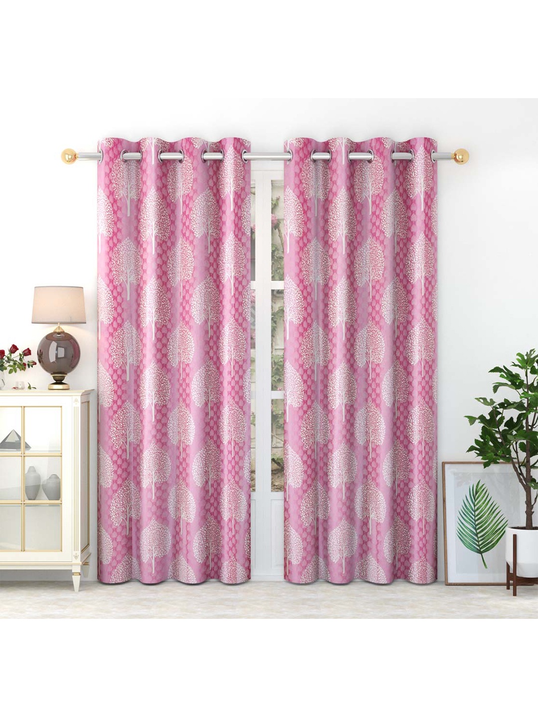 

Slushy Mushy Pink & White Set of 2 Ethnic Motifs Door Curtain