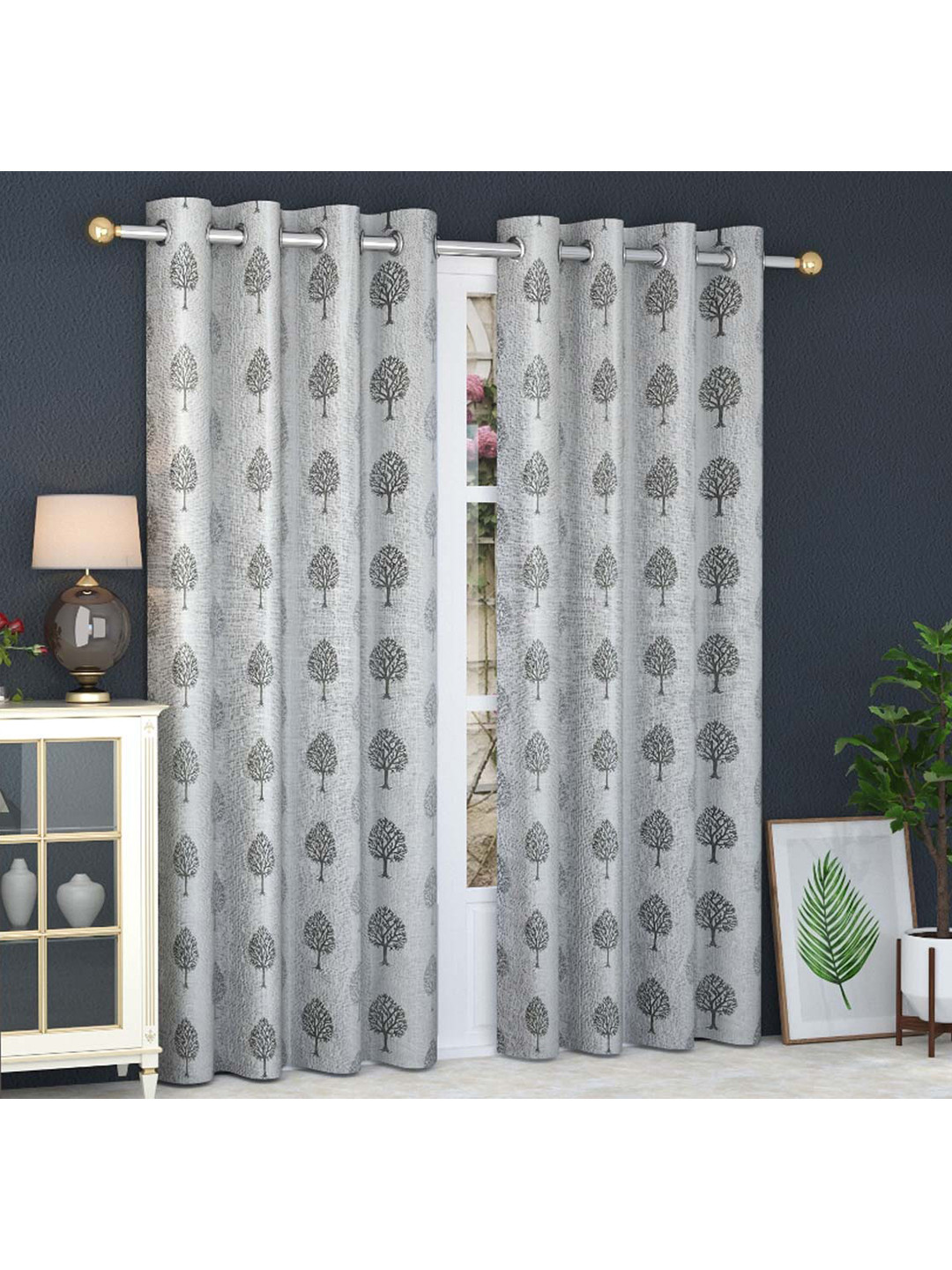 

Slushy Mushy Grey Pack of 2 Ethnic Motifs Door Curtain